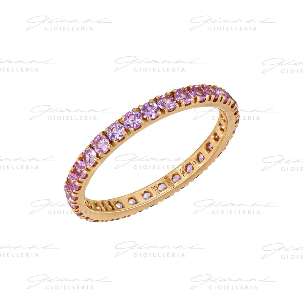 Anello Crivelli - Eternity in Oro Rosa con Zaffiri Rosa Anelli