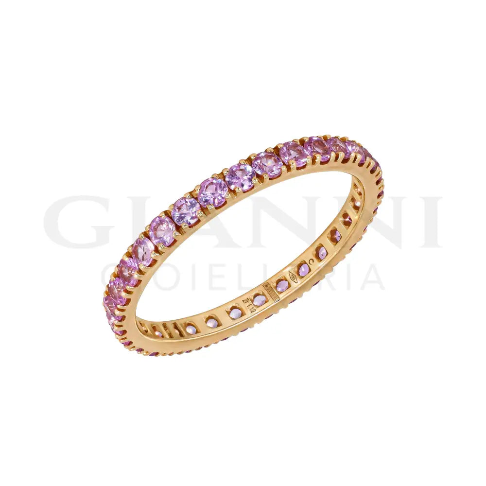 Anello Crivelli - Eternity in Oro Rosa con Zaffiri Rosa Anelli