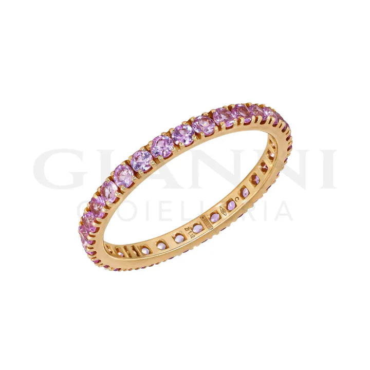 Anello Crivelli - Eternity in Oro Rosa con Zaffiri Rosa Anelli