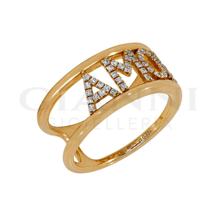 Anello Crivelli - Fantasia ’AMORE’ in Oro Rosa e Diamanti Anelli