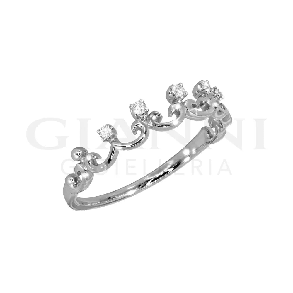Anello Crivelli - Fantasia Corona in Oro Bianco con Diamanti Anelli