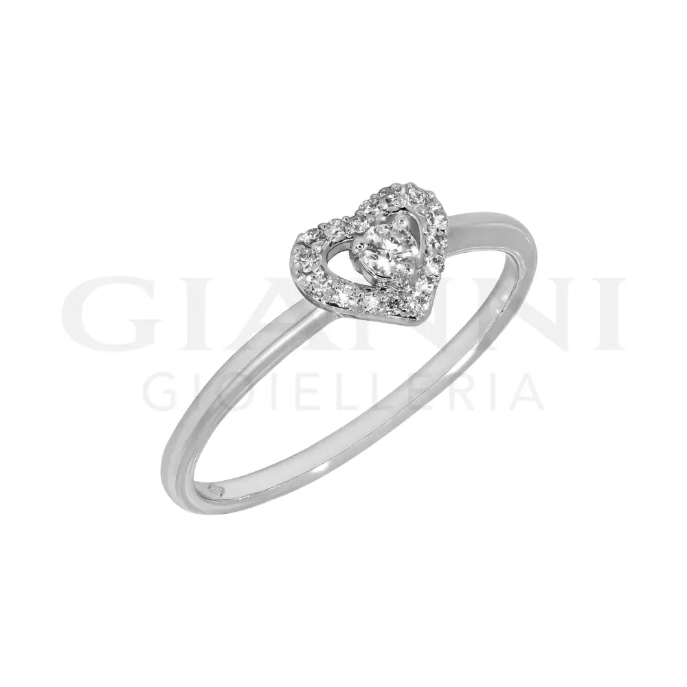 Anello Crivelli - Fantasia Cuore in Oro Bianco con Diamanti Anelli