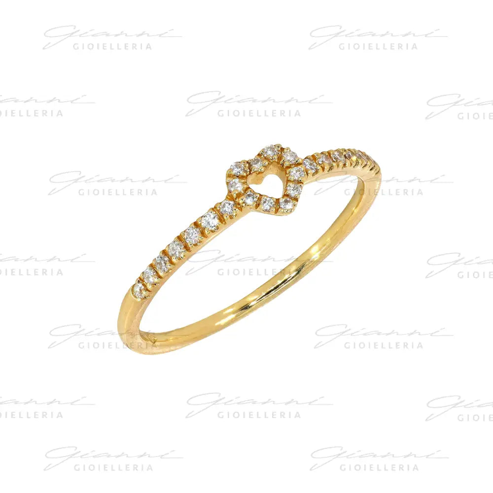 Anello Crivelli - Fantasia Cuore in Oro Giallo con contorno di Diamanti Anelli