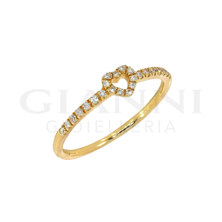 Anello Crivelli - Fantasia Cuore in Oro Giallo con contorno di Diamanti Anelli