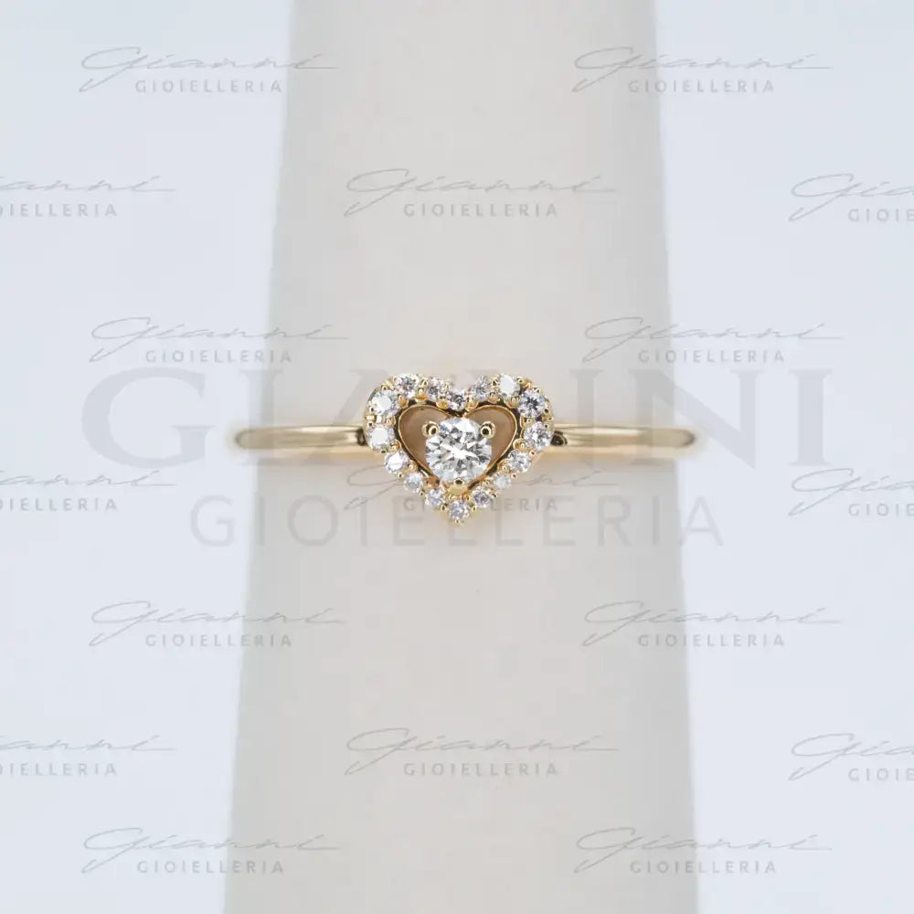Anello Crivelli - Fantasia Cuore in Oro Giallo con Diamanti Anelli