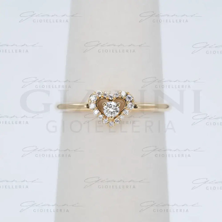 Anello Crivelli - Fantasia Cuore in Oro Giallo con Diamanti Anelli