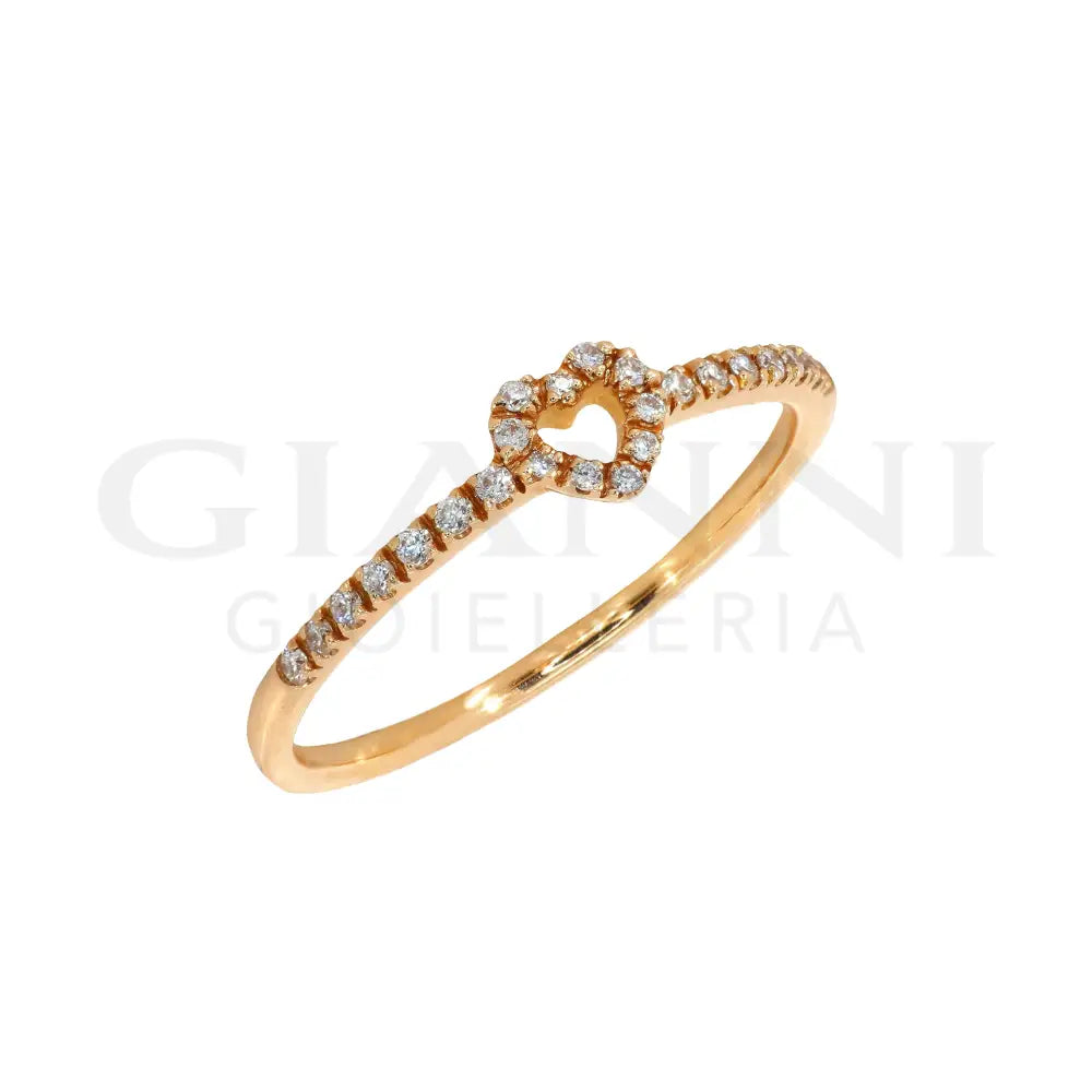 Anello Crivelli - Fantasia Cuore in Oro Rosa con contorno di Diamanti Anelli