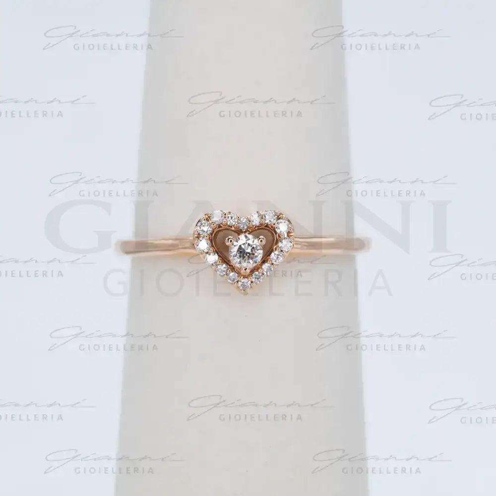 Anello Crivelli - Fantasia Cuore in Oro Rosa con Diamanti Anelli