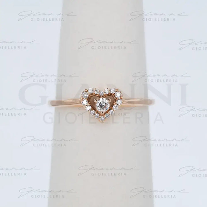 Anello Crivelli - Fantasia Cuore in Oro Rosa con Diamanti Anelli