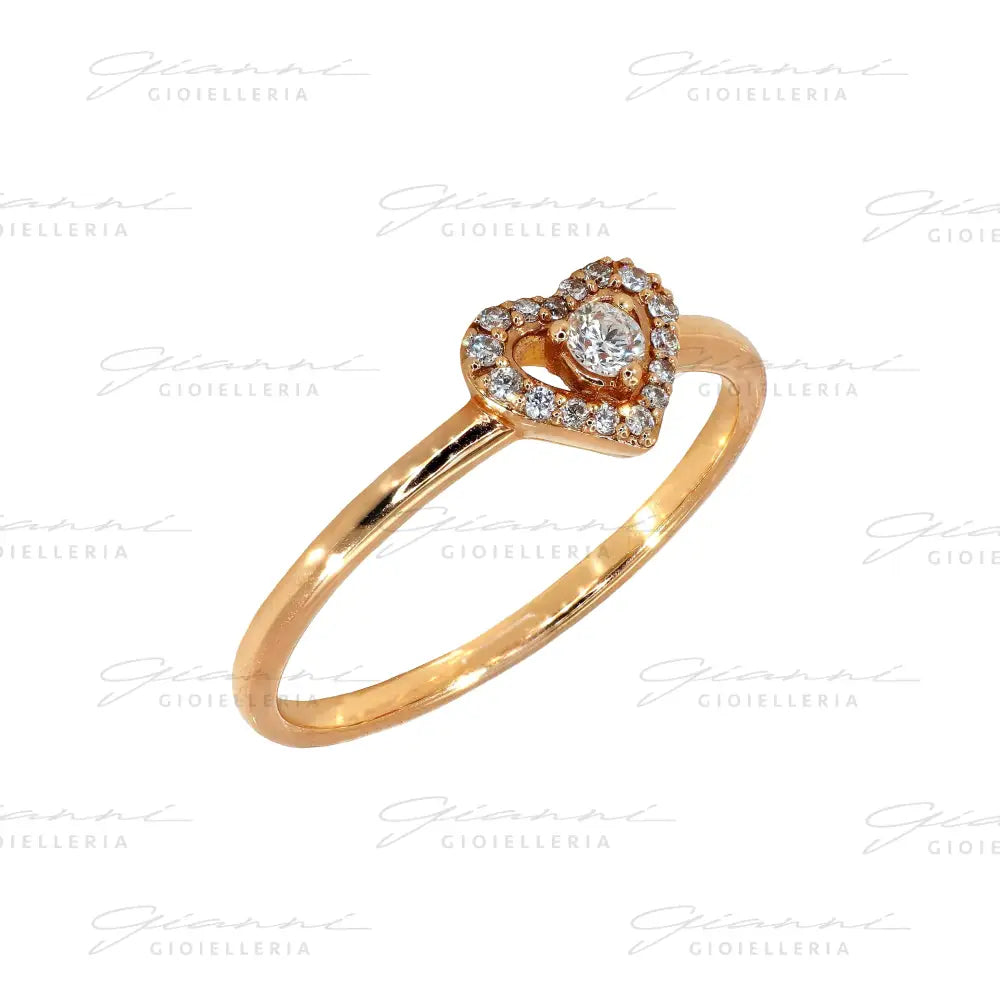 Anello Crivelli - Fantasia Cuore in Oro Rosa con Diamanti Anelli