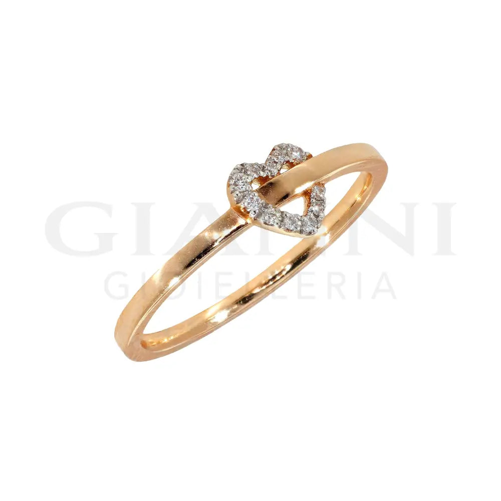 Anello Crivelli - Fantasia Cuore intrecciato in Oro Rosa e Diamanti Anelli
