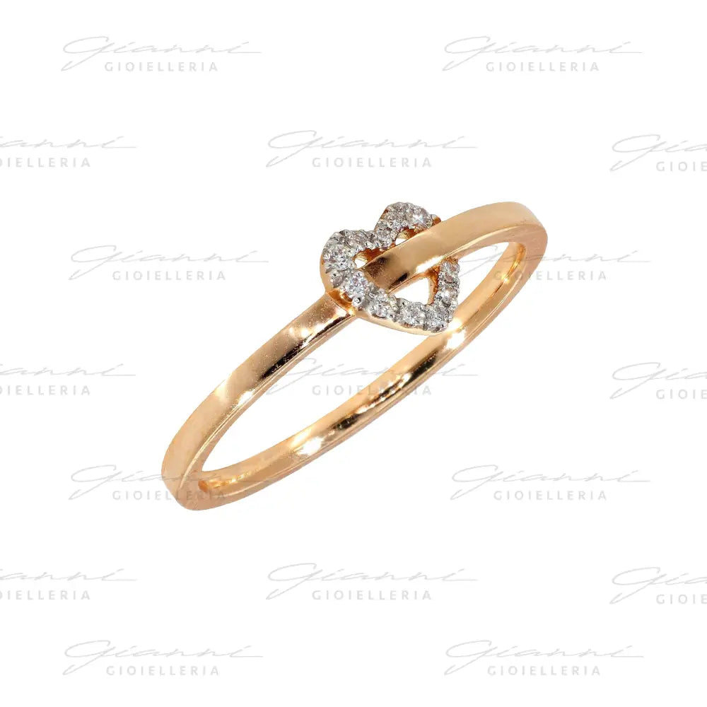 Anello Crivelli - Fantasia Cuore intrecciato in Oro Rosa e Diamanti Anelli
