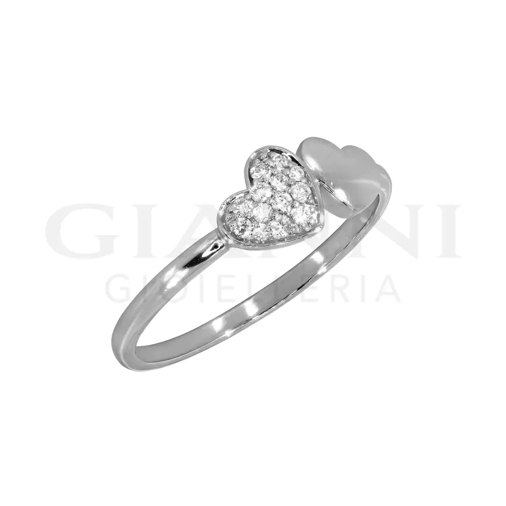 Anello Crivelli - Fantasia Cuori in Oro Bianco con Pavé di Diamanti Anelli