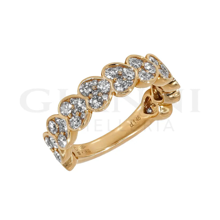 Anello Crivelli - Fantasia Cuori Pavé in Oro Rosa Anelli