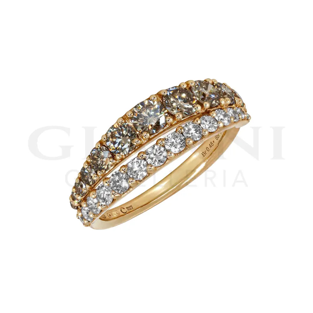 Anello Crivelli - Fantasia Doppia riviera con Diamanti Brown Anelli