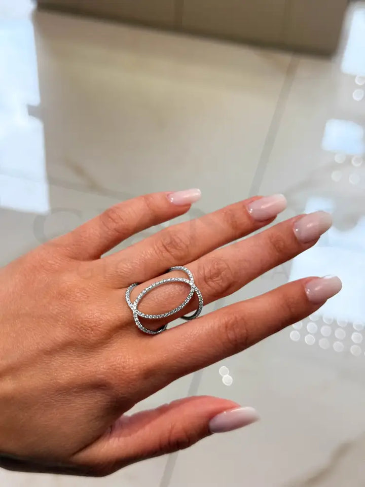 Anello Crivelli - Fantasia Intreccio in Oro Bianco e Diamanti - Anelli