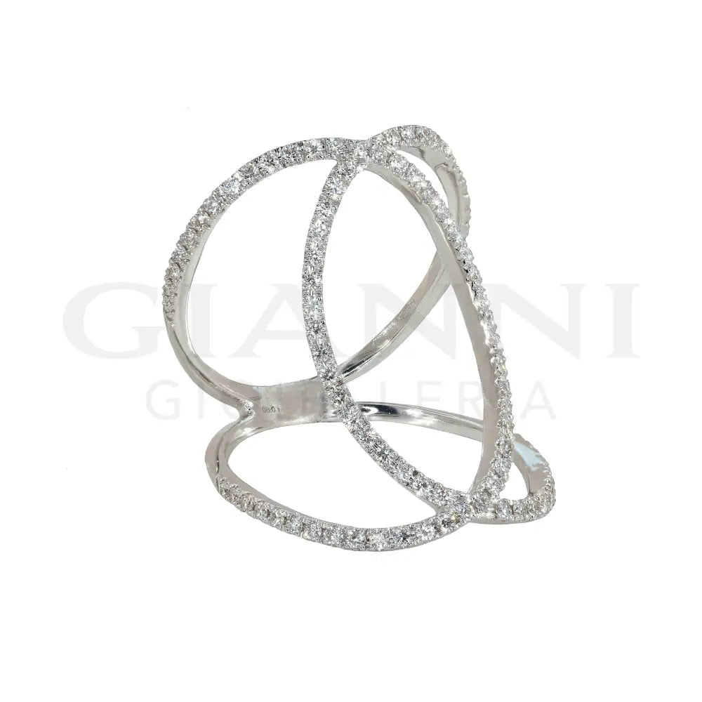 Anello Crivelli - Fantasia Intreccio in Oro Bianco e Diamanti Anelli