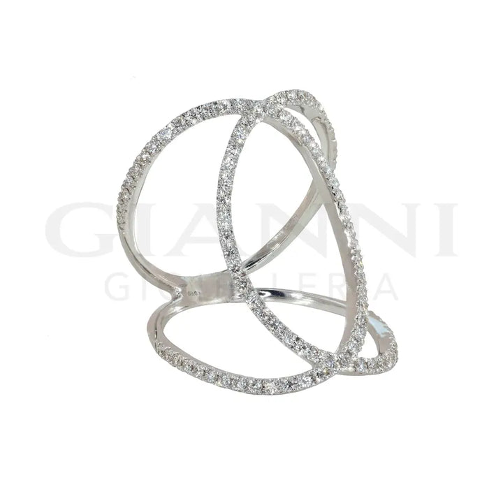 Anello Crivelli - Fantasia Intreccio in Oro Bianco e Diamanti Anelli