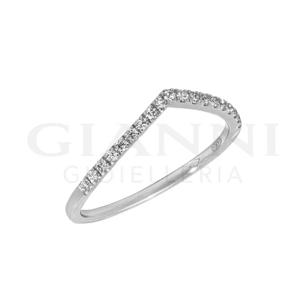 Anello Crivelli - Fantasia ’V’ in Oro Bianco con Diamanti 0,14 ct. Anelli