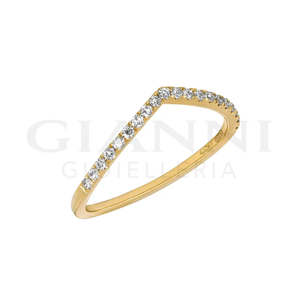Anello Crivelli - Fantasia ’V’ in Oro Giallo con Diamanti 0,14 ct. Anelli
