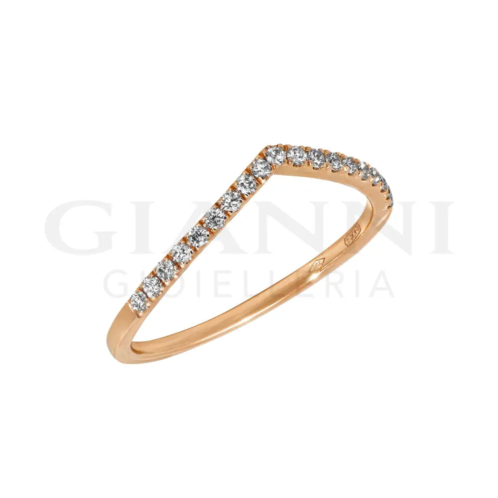 Anello Crivelli - Fantasia ’V’ in Oro Rosa con Diamanti 0,14 ct. Anelli