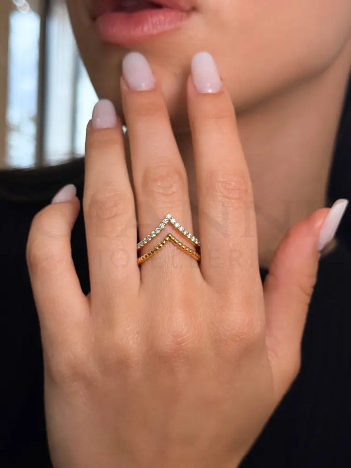 Anello Crivelli - Fascia Fantasia ’V’ in Oro Rosa - Anelli