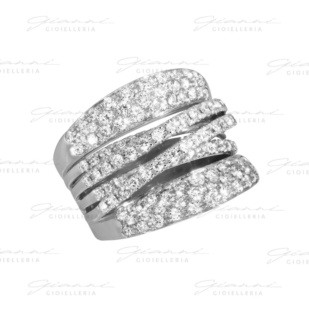 Anello Crivelli - Fascia in Oro Bianco con Diamanti 1,48 ct. Anelli