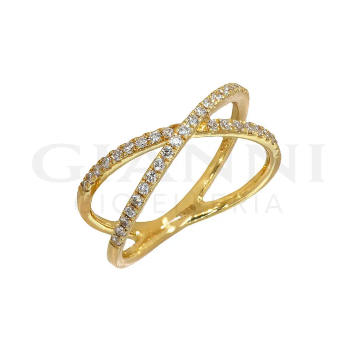 Anello Crivelli - Fascia Incrociata con Diamanti in Oro Giallo Anelli