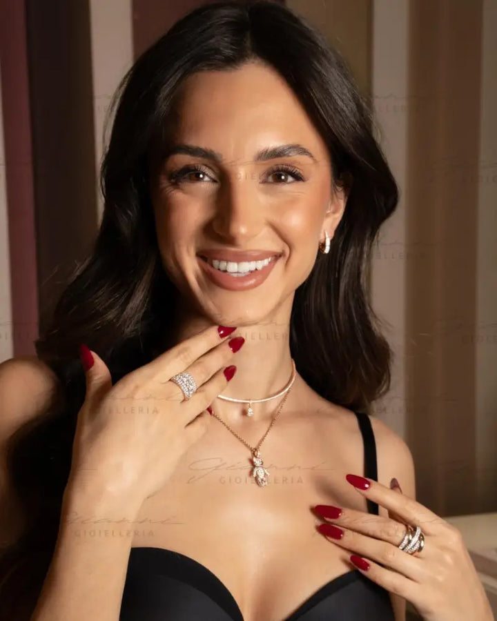 Anello Crivelli - Fascia Pavè in Oro Rosa con Diamanti Anelli