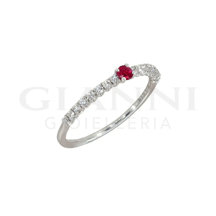 Anello Crivelli - Rubino centrale e Diamanti laterali Diamanti in Oro Bianco Anelli