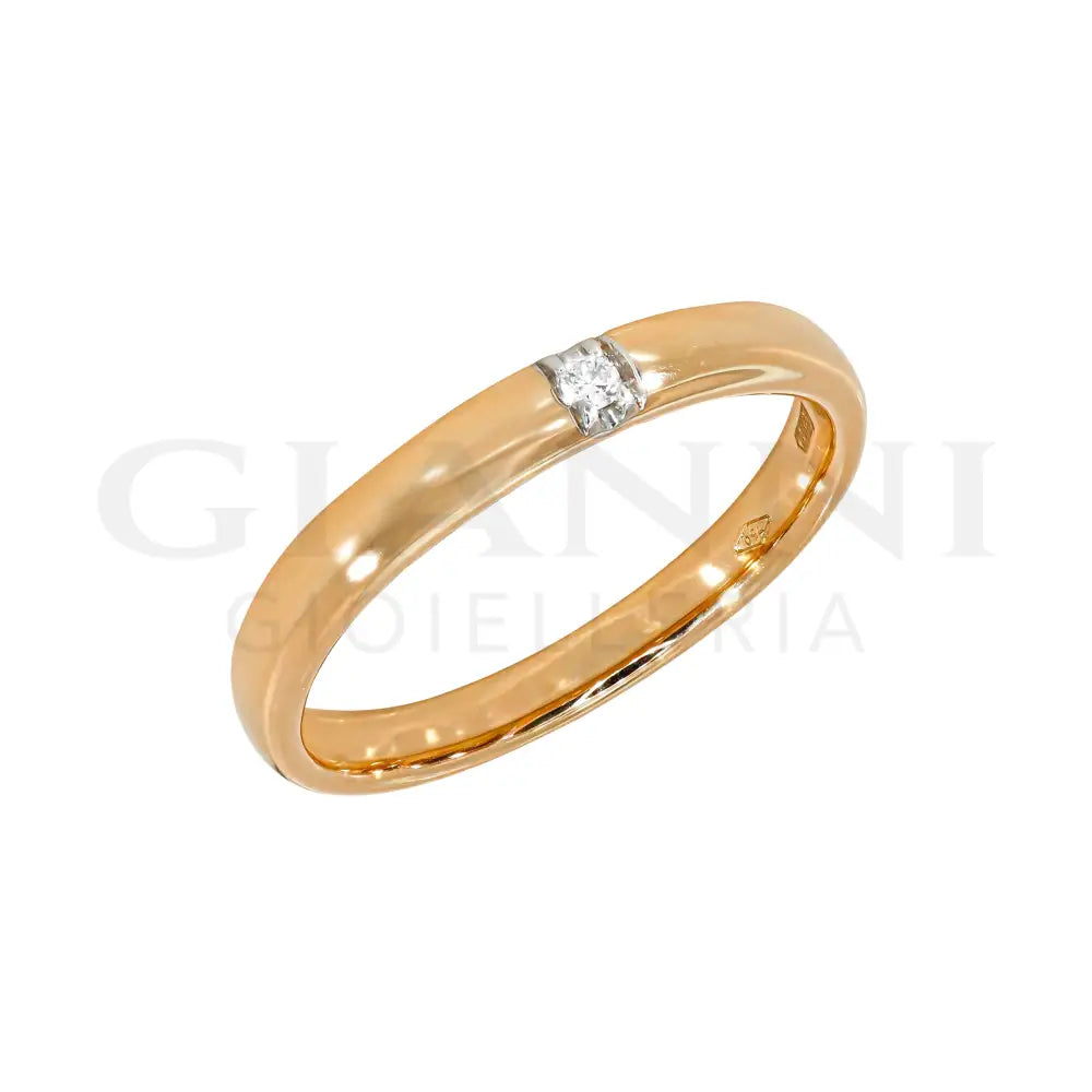Anello Crivelli - Fedina in Oro Rosa con Diamante centrale Anelli