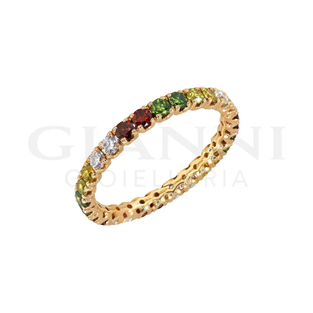 Anello Crivelli - Fedina in Oro Rosa con Diamanti Bianchi e Diamanti Multicolore Anelli
