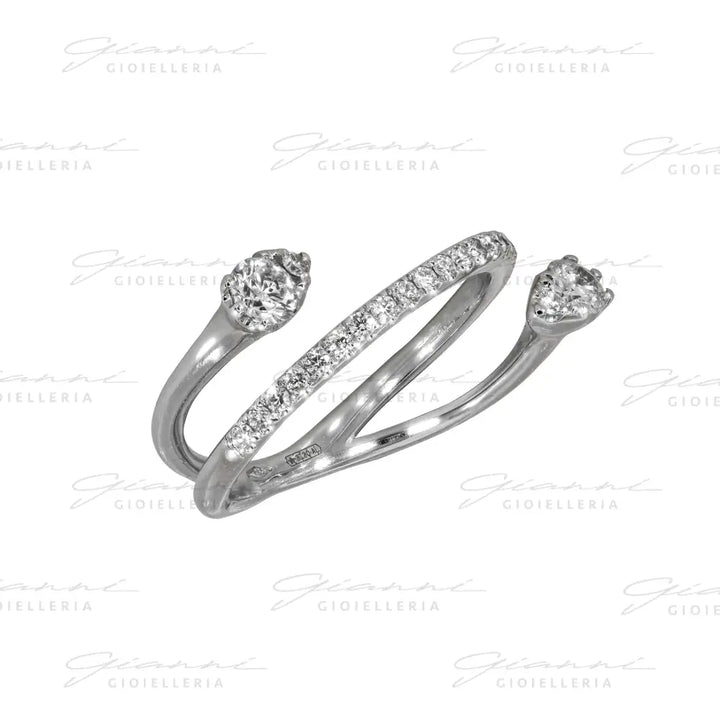 Anello Crivelli - Intreccio in Oro Bianco con Diamanti Anelli