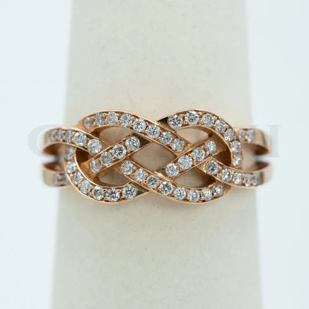 Anello Crivelli - Intreccio in Oro Rosa con Pavé di Diamanti Naturali Anelli