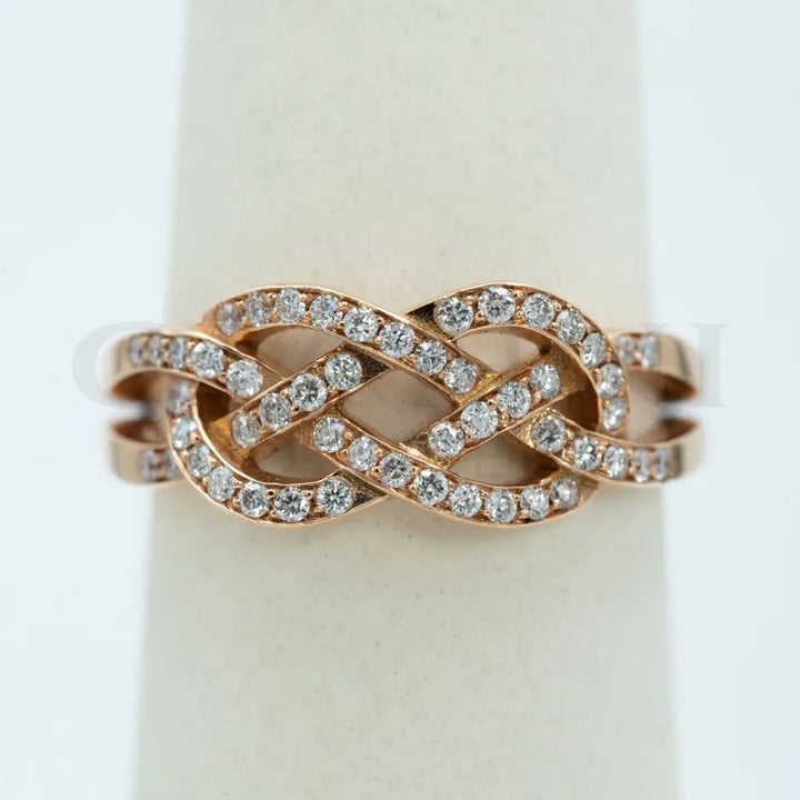 Anello Crivelli - Intreccio in Oro Rosa con Pavé di Diamanti Naturali Anelli