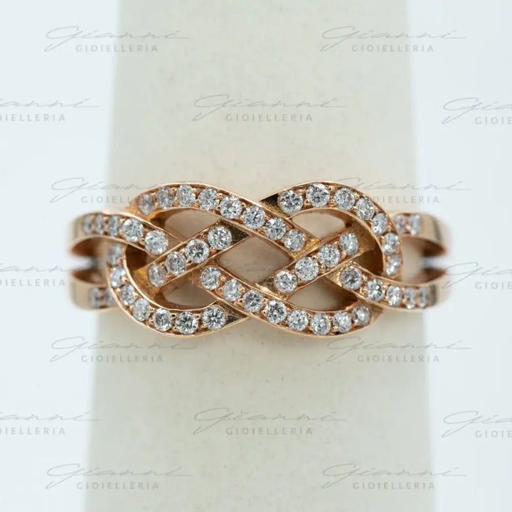 Anello Crivelli - Intreccio in Oro Rosa con Pavé di Diamanti Naturali Anelli