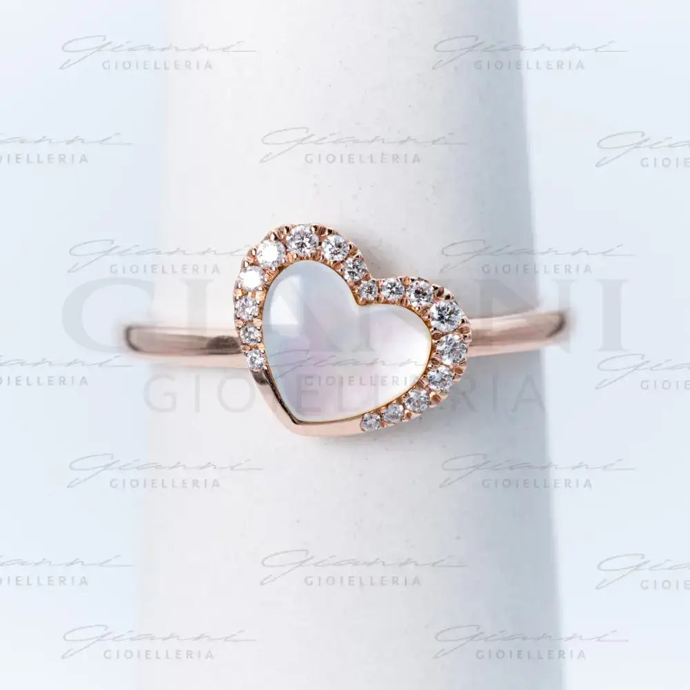 Anello Crivelli - Madreperla con contorno di Diamanti in Oro Rosa Anelli