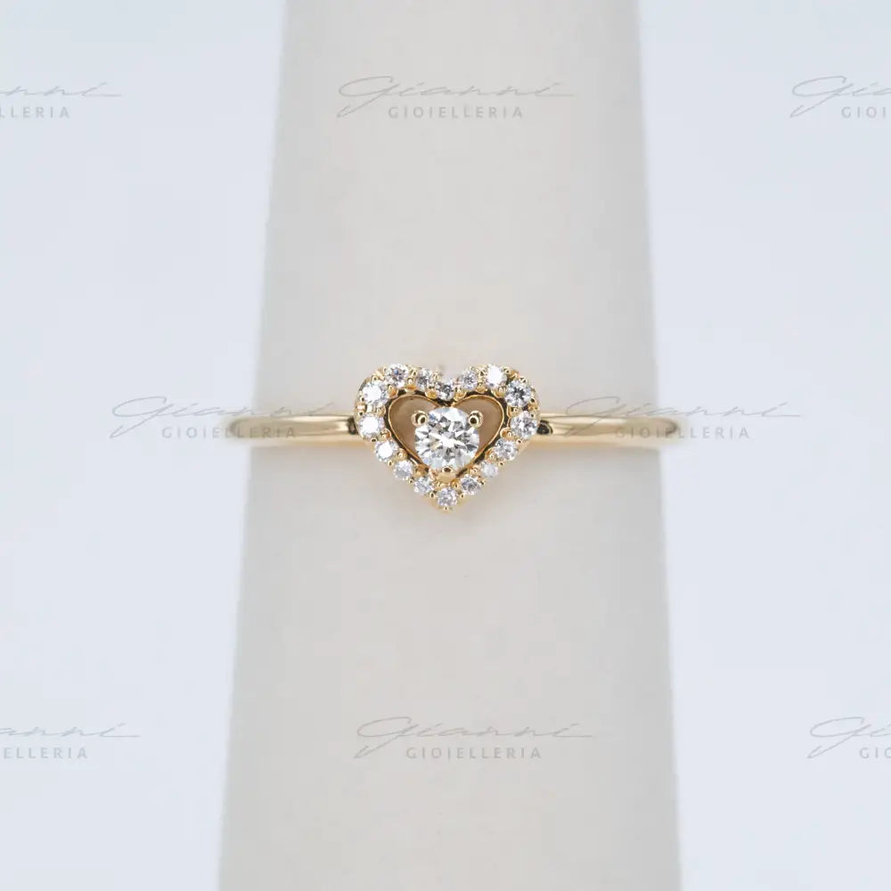 Anello Crivelli - Oro giallo con Diamante centrale e contorno di diamanti Anelli
