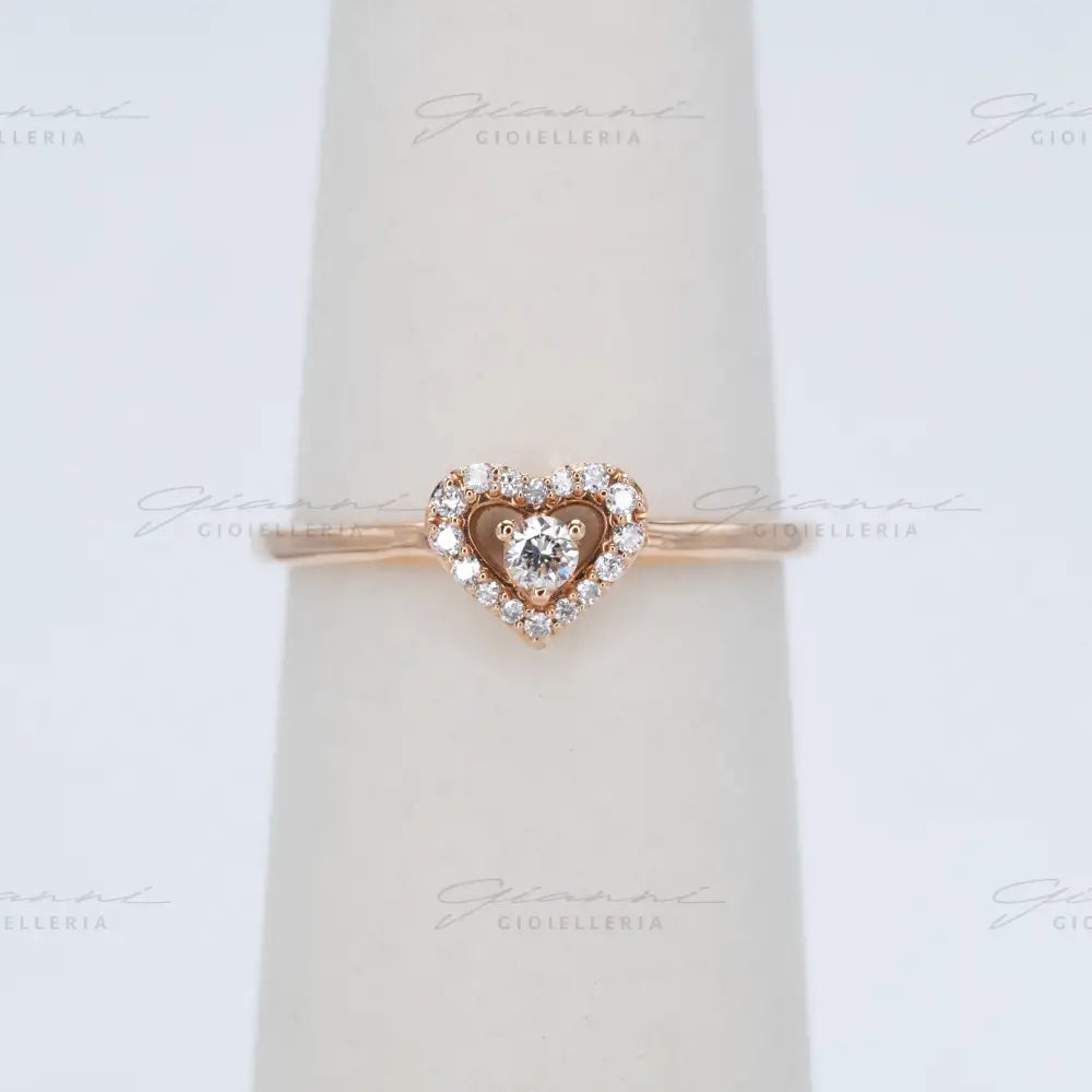 Anello Crivelli - Oro rosa con diamante centrale e contorno di diamanti Anelli