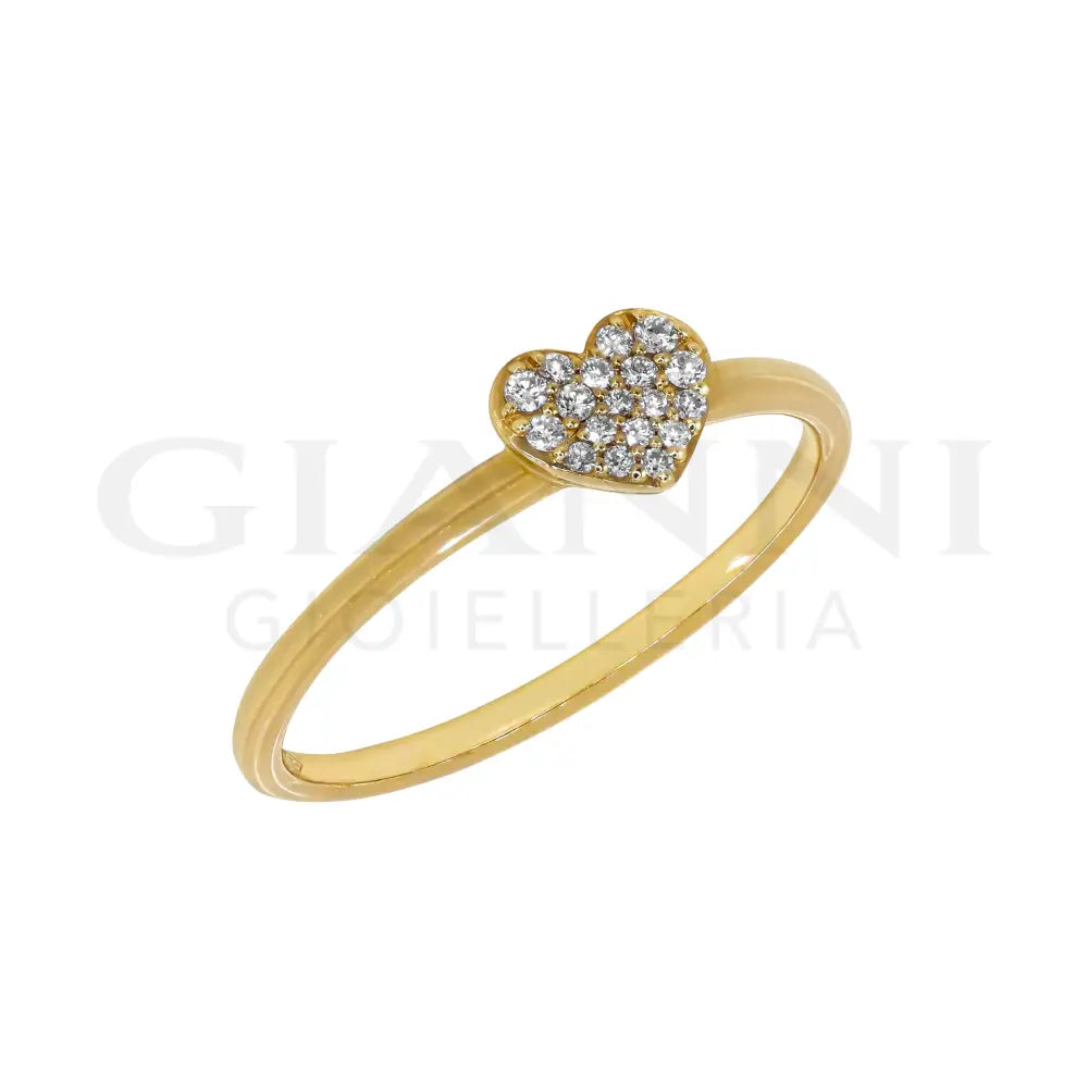 Anello Crivelli - Pavé di Diamanti con Fantasia Cuore in Oro Giallo Anelli