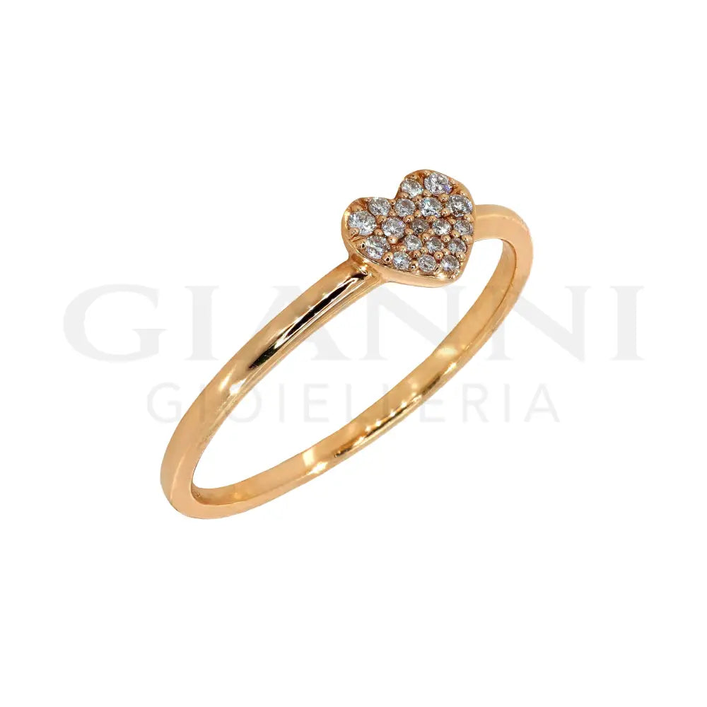 Anello Crivelli - Pavé di Diamanti con Fantasia Cuore in Oro Rosa Anelli