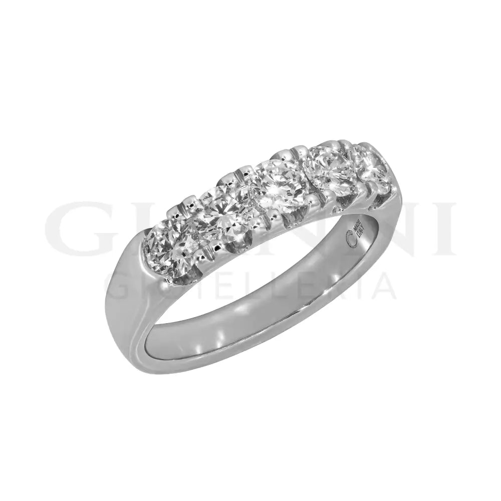 Anello Crivelli - Fedina 5 Diamanti 1,00 ct. in Oro Bianco Anelli