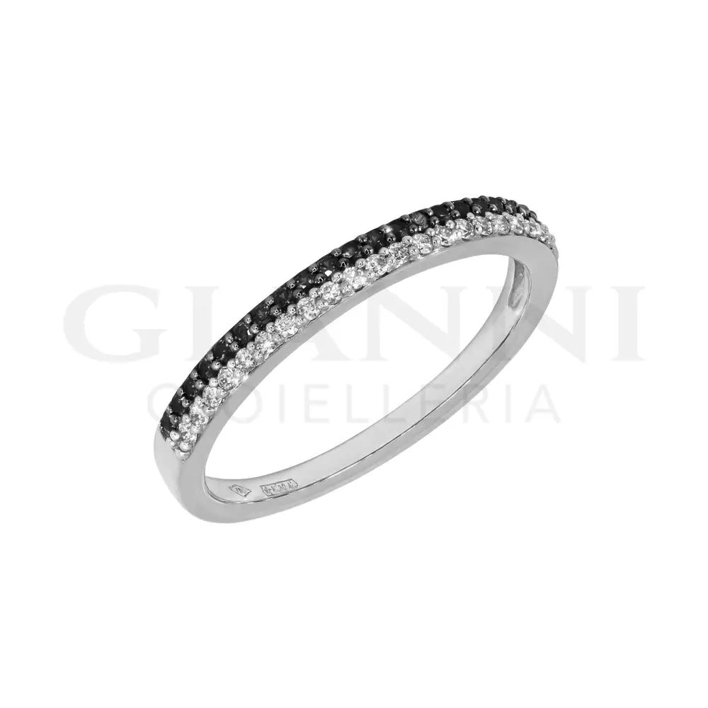 Anello Crivelli - Riviera in Oro Bianco con Diamanti Neri e Diamanti Bianchi Anelli