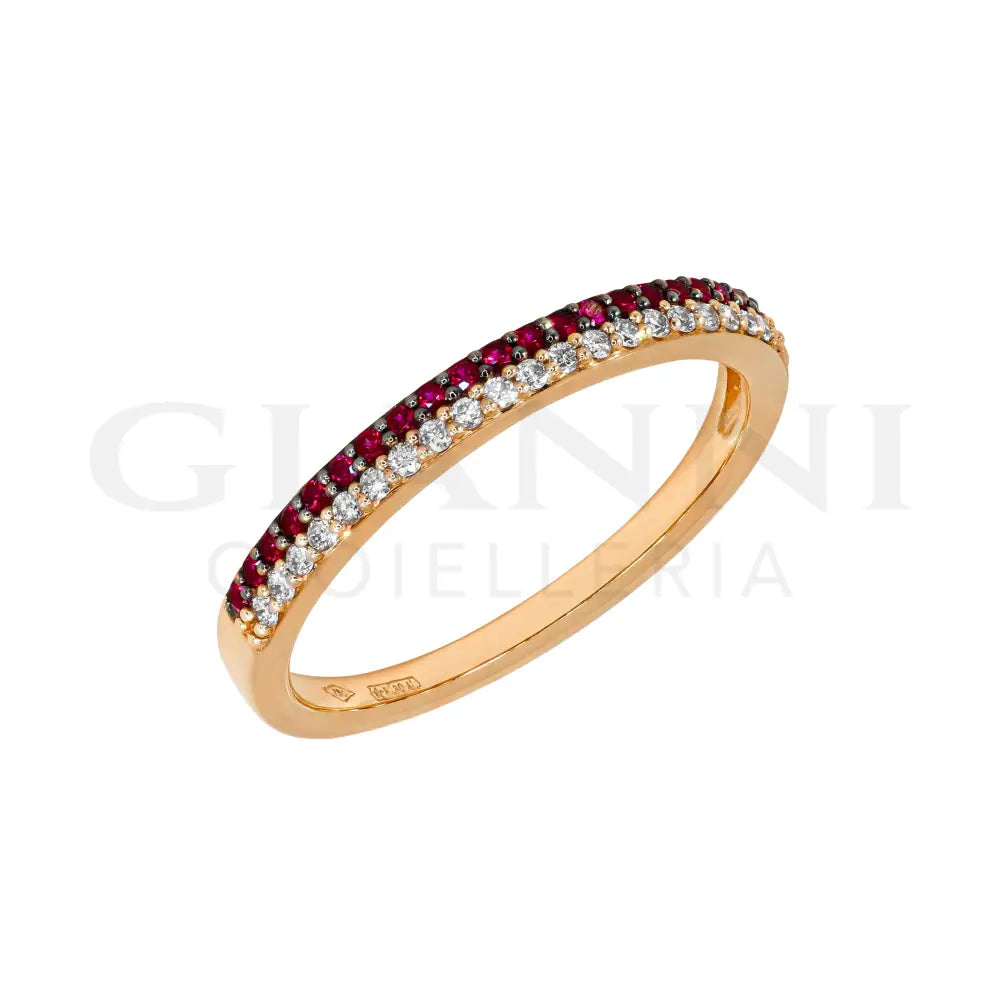 Anello Crivelli - Riviera in Oro Rosa con Rubini e Diamanti Anelli