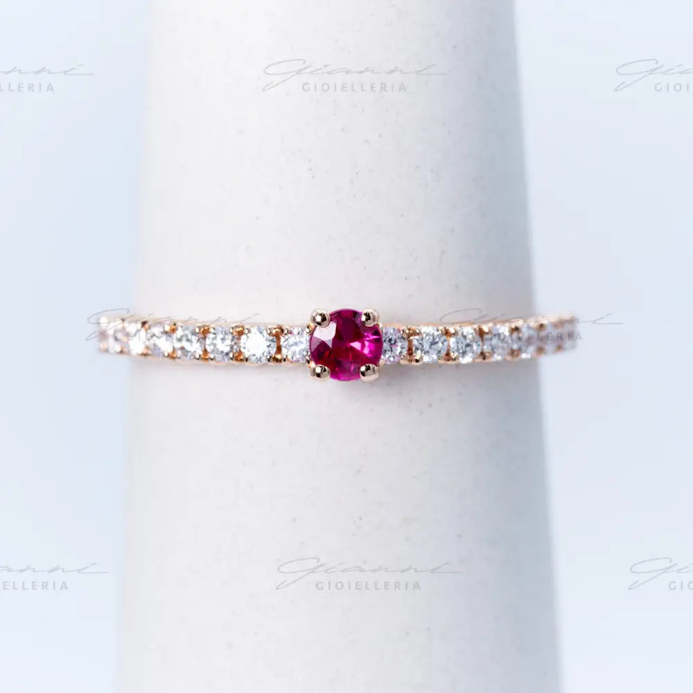 Anello Crivelli - Rubino centrale oro rosa Anelli