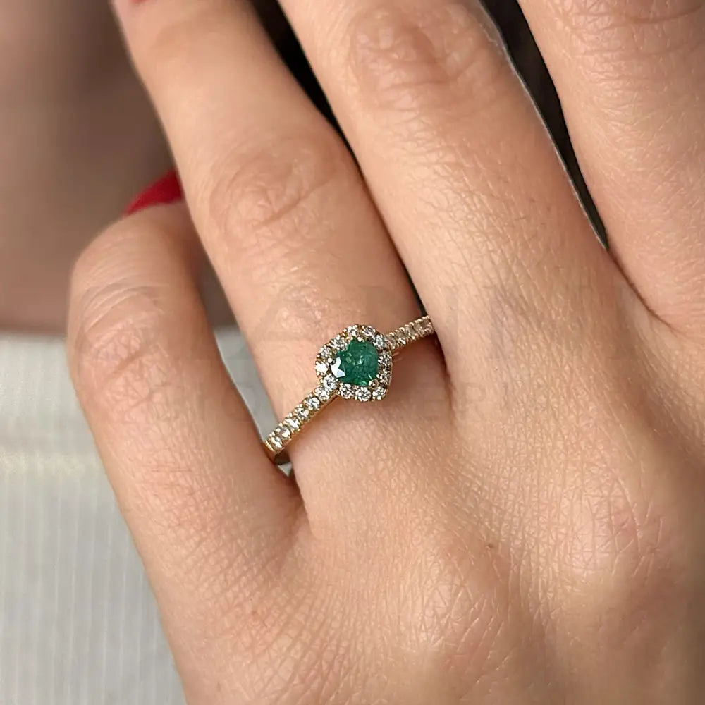 Anello Crivelli - Smeraldo taglio Cuore e contorno di Diamanti in Oro Rosa Anelli