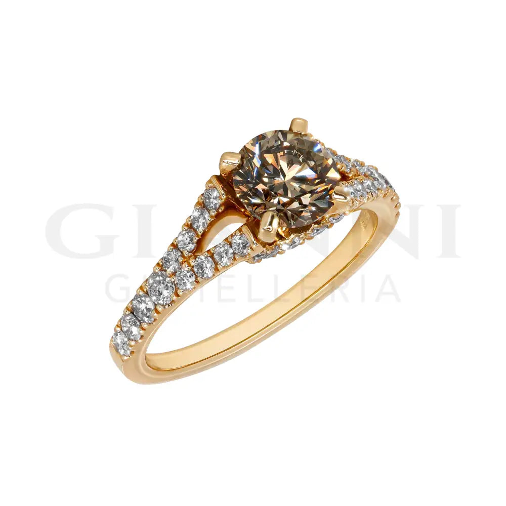 Anello Crivelli - Solitario con Diamante Brown in Oro Rosa Anelli