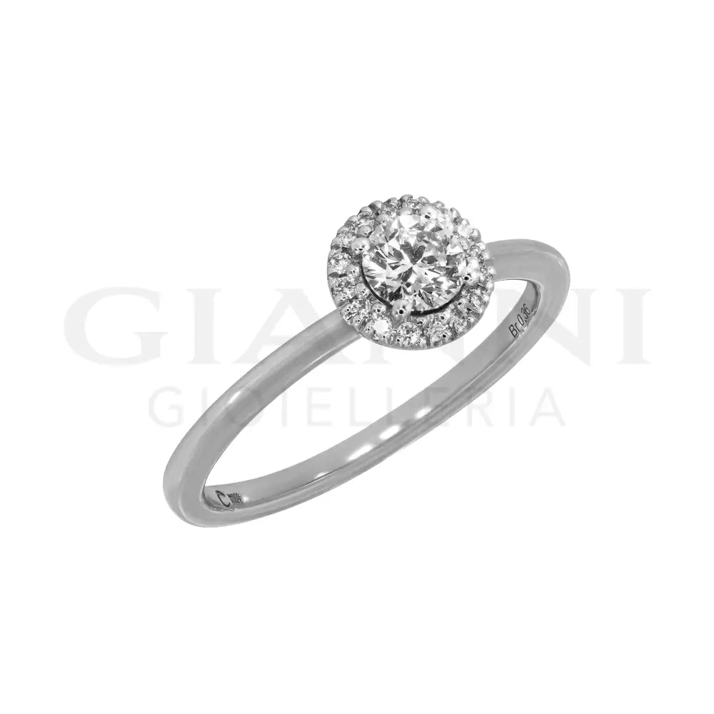 Anello Crivelli - Solitario da 0,30 ct. con contorno di Diamanti in Oro Bianco Anelli