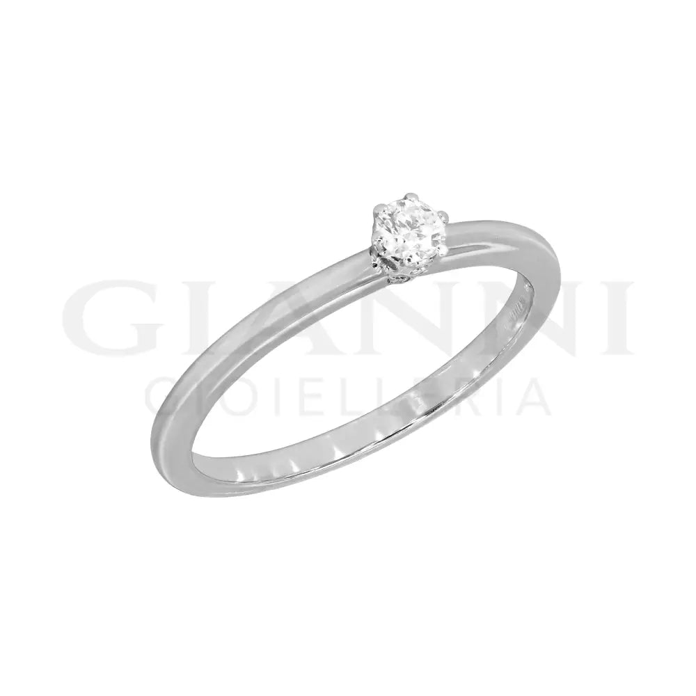 Anello Crivelli - Solitario in Oro Bianco con Diamanti Anelli