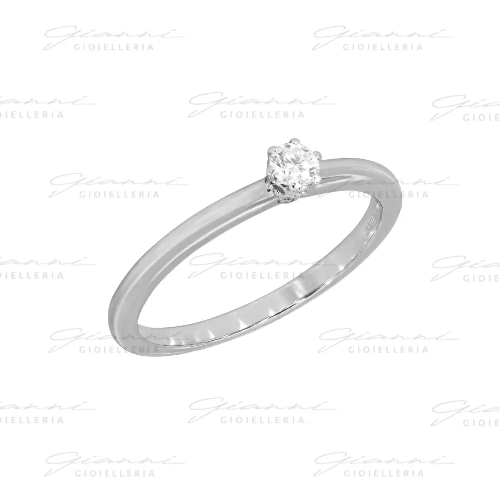 Anello Crivelli - Solitario in Oro Bianco con Diamanti Anelli